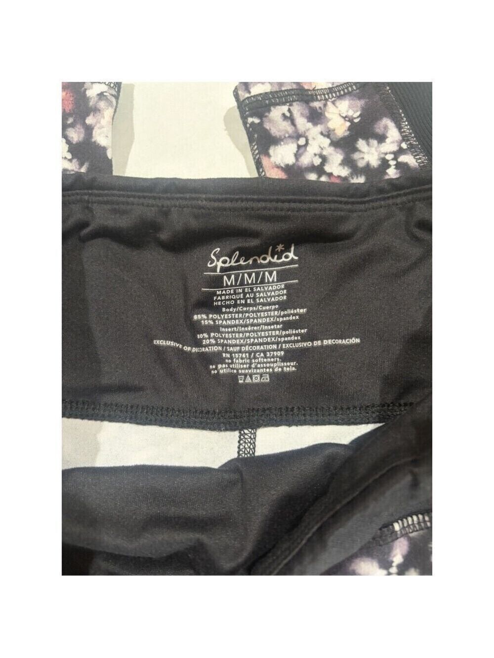 Splendid Floral Yoga Pants Women's Medium Black White - Picture 6 of 7